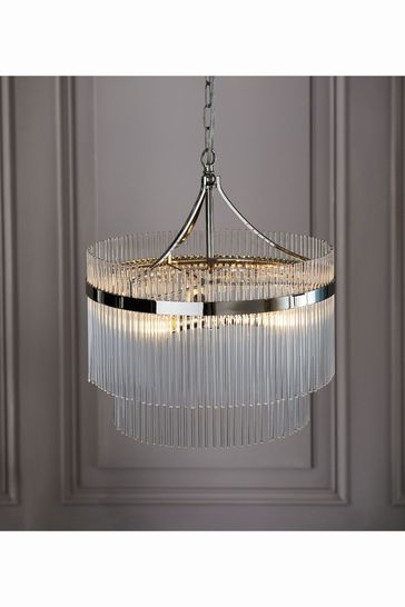 Gallery Home Silver Marston Bright Nickel 3 Bulb Pendant Ceiling Light