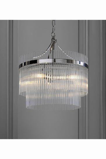 Gallery Home Silver Marston Bright Nickel 3 Bulb Pendant Ceiling Light