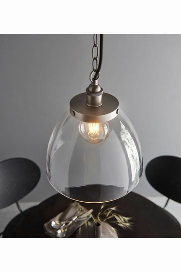 Gallery Home Pierre Brushed Silver Grand 1 Bulb Pendant Ceiling Light