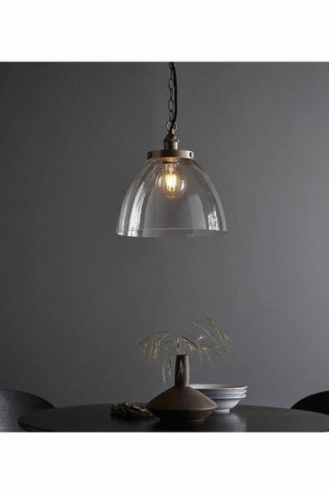 Gallery Home Pierre Brushed Silver Grand 1 Bulb Pendant Ceiling Light