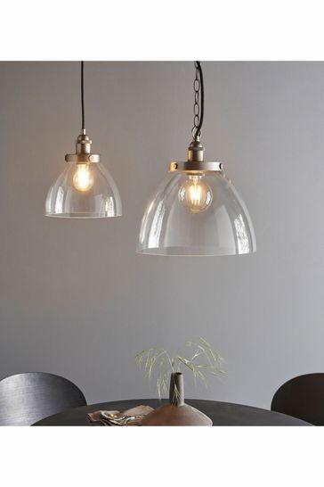 Gallery Home Pierre Brushed Silver Grand 1 Bulb Pendant Ceiling Light