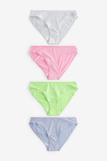 Pink/Lilac/Green/White High Leg Cotton Rich Knickers 4 Pack