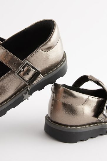 Buy Silver Wide Fit G T Bar Adjustable Buckle Shoes from Next Bahrain