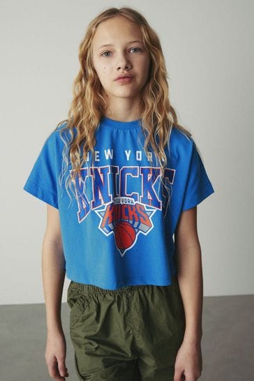 Blue New York Knicks NBA Boxy Graphic T-Shirt (3-16yrs)