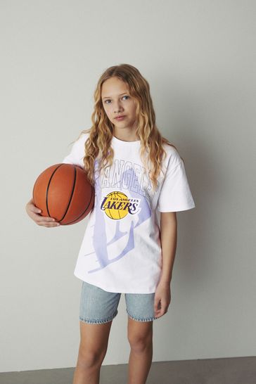 White LA Lakers NBA Oversized Graphic T-Shirt (3-16yrs)