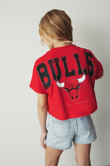 Red Chicago Bulls NBA Boxy Graphic T-Shirt (3-16yrs)