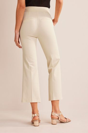Buy Boden Cream Bi Stretch Crop Flare Trousers from Next Luxembourg