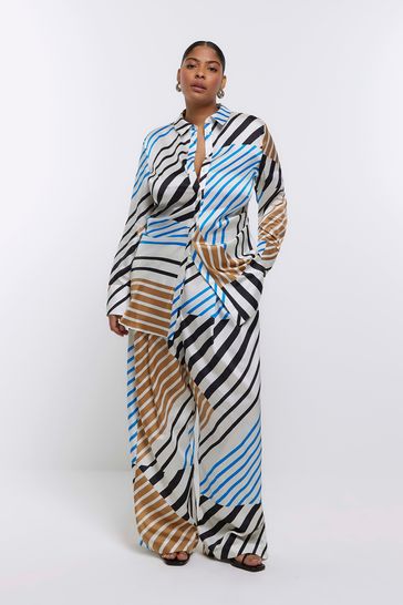 Buy River Island Blue Plus Nip Tuck Longline Shirt from Next Luxembourg