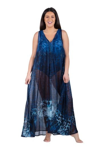Blue leopard shop maxi dress