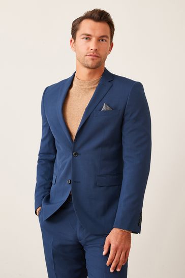 Buy Bright Blue Slim Wool Mix Textured Suit Jacket from Next Luxembourg