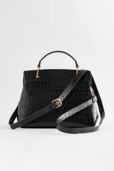 Croc effect store tote bag mango