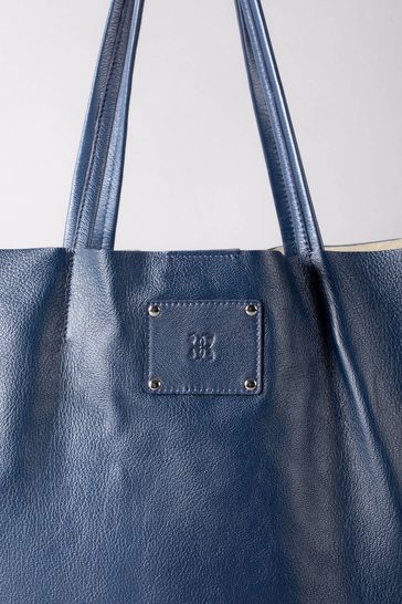 Blue leather bucket bag on sale