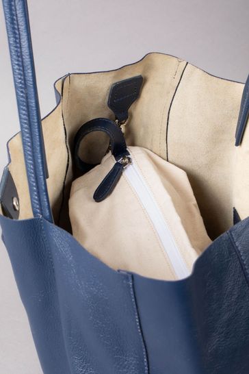 Blue leather on sale bucket bag