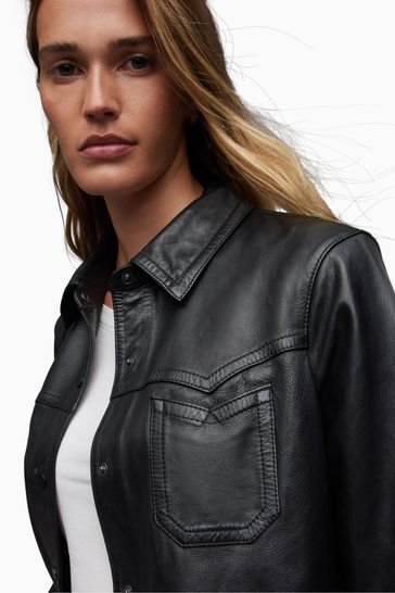 Allsaints leather deals shirt