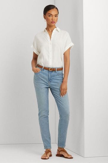Button up high rise sales jeans