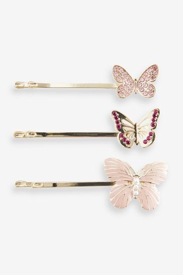 Gold Tone Butterfly 3 Pack Hair Slides