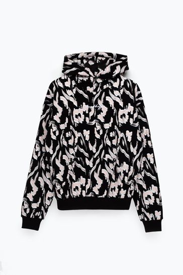 Buy Hype. Womens Brush Stroke Leopard Black Hoodie from the Next