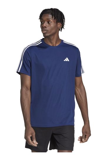 adidas Blue Train Essentials 3-Stripes Training T-Shirt