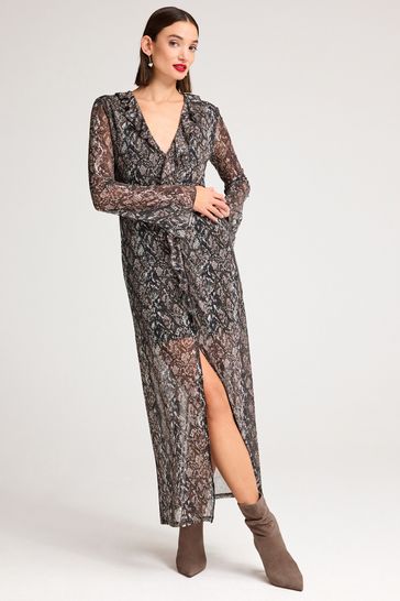 Long sleeve snake print dress outlet