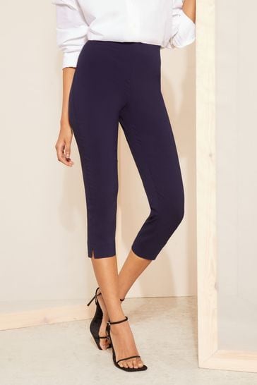 Friends Like These Navy Blue Cropped Comfort Scultping Stretch Trousers