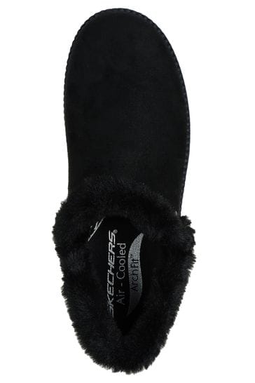 Skechers Black Faux Fur Slip On Booties