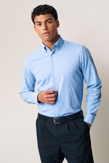 Blue Regular Fit Texture Signature Motionflex Stretch Shirt