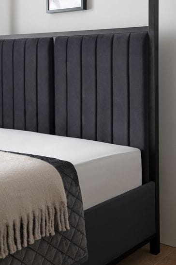 Black velvet shop canopy bed