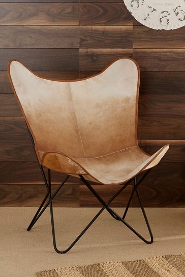 Pacific Hide Leather And Iron Butterfly Chair