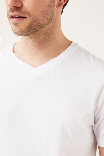 White Essential V Neck T Shirt