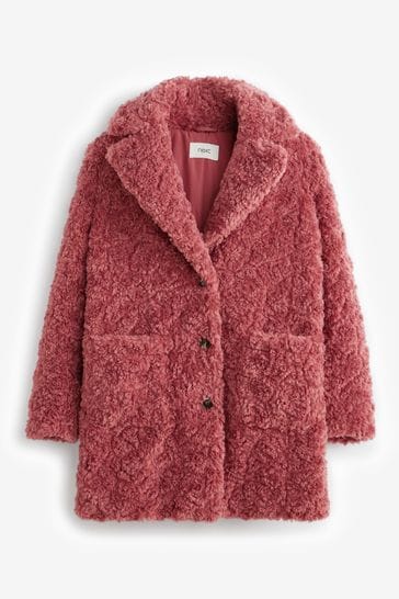 Pink teddy borg coat best sale