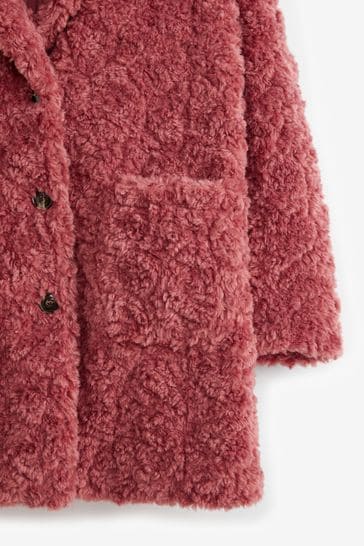 Buy Pink Next Teddy Borg Coat from Next Luxembourg