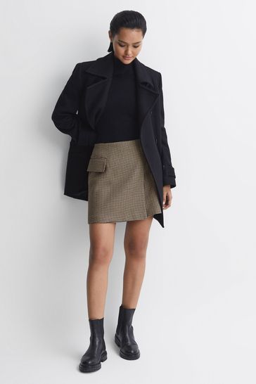 Buy Reiss Black Camel Ella Wool Dogtooth Mini Skirt from Next