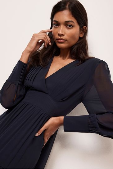 Buy Mint Velvet Blue V Neck Tiered Midi Dress from Next Canada