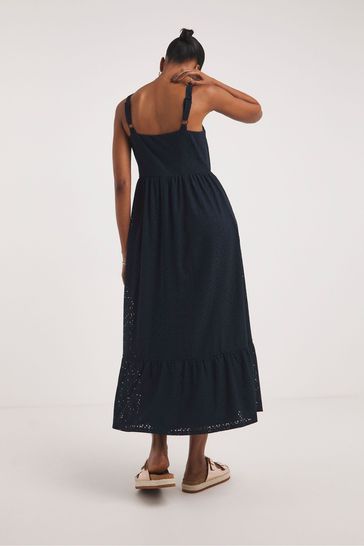 Buy JD Williams Navy Blue Jersey Broderie Cami Tiered Dress from