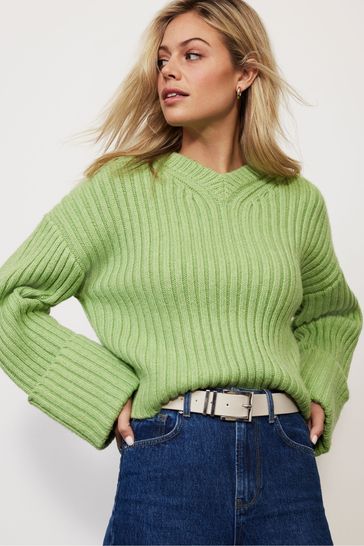 Mint Velvet Green Chunky Stitch Jumper