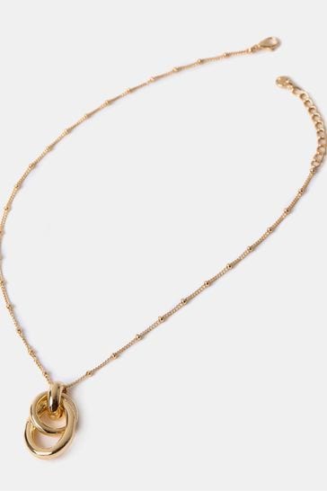 Mint Velvet Gold Tone Knot Pendant Necklace