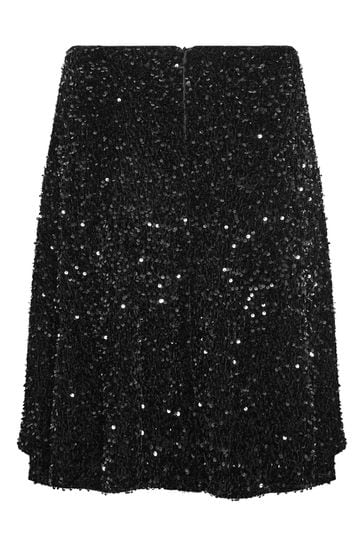 Black sequin hotsell velvet skirt