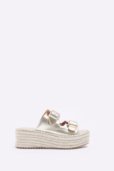 River island wedges gold shop