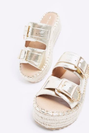 River island gold wedges top