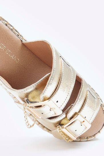 River island sale gold wedges