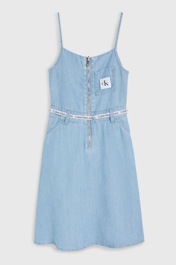 Buy Calvin Klein Jeans Girls Blue Strappy Denim Midi Dress from