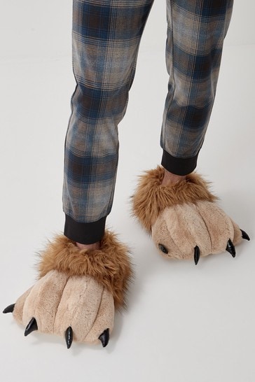 Tan Brown Lion Foot Novelty Slippers