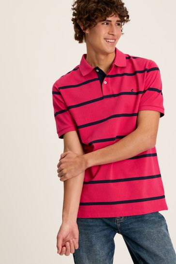 Joules Filbert Pink/Navy Regular Fit Striped Polo Shirt