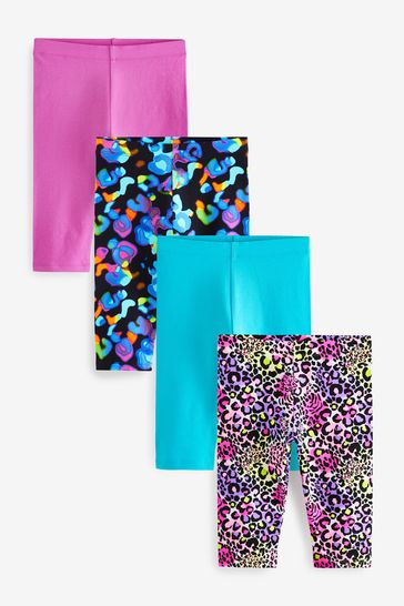 Black/ Pink/ Blue/ Animal Print Cropped Leggings 4 Pack (3-16yrs)