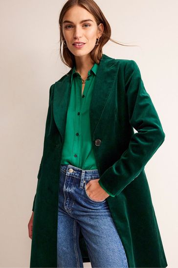 Boden green velvet coat clearance