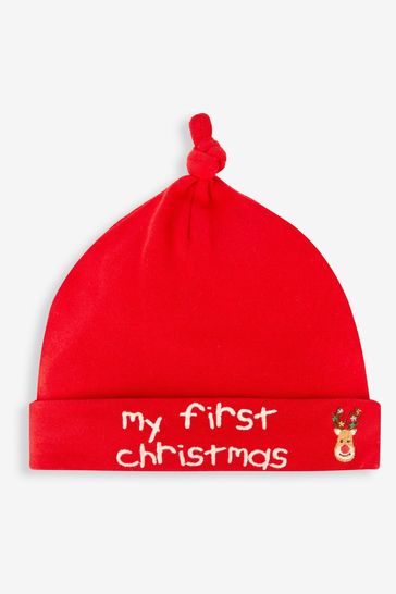 JoJo Maman Bébé Red My First Christmas Baby Hat