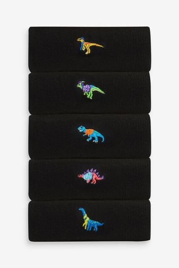 Black Dinosaurs Embroidered Socks