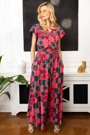 HotSquash Pink Chiffon Wrap Top Maxi Dress