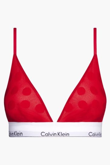 Calvin Klein Red Modern Cotton Unlined Triangle Bralette