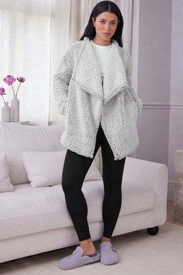 Grey Teddy Fleece Borg Cardigan